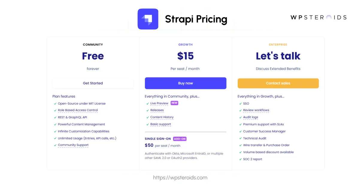 Image: Strapi CMS Pricing