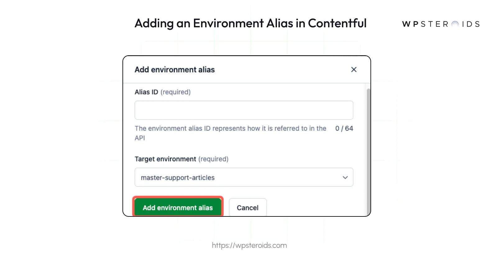 Image: Adding an Environment Alias in Contentful CMS