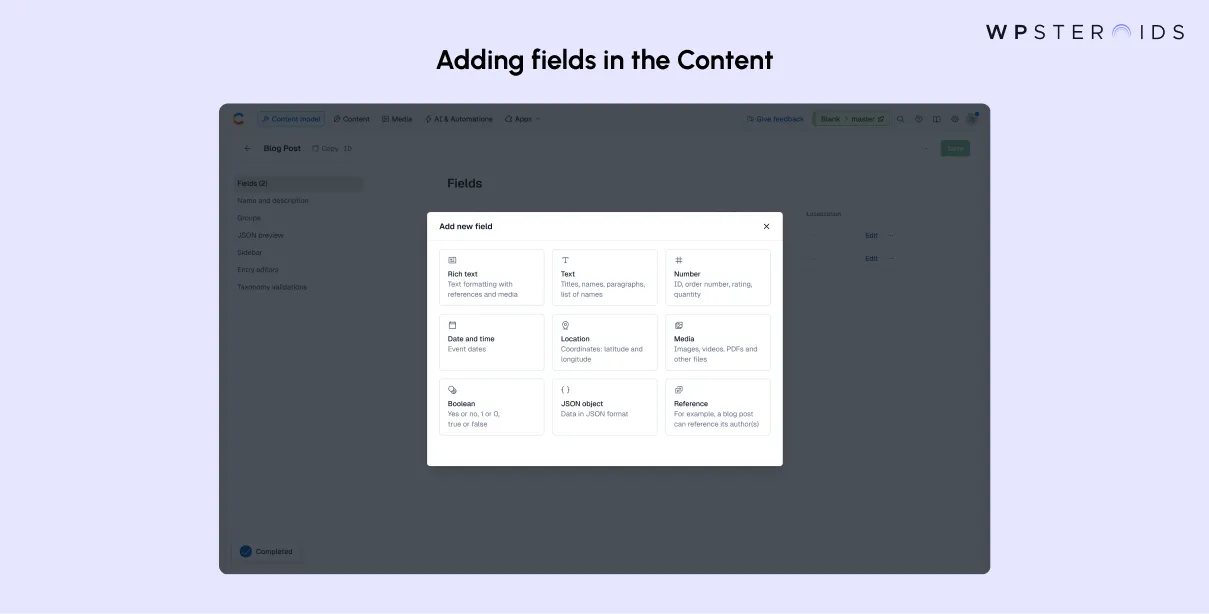 Image: Adding Fields in the Content