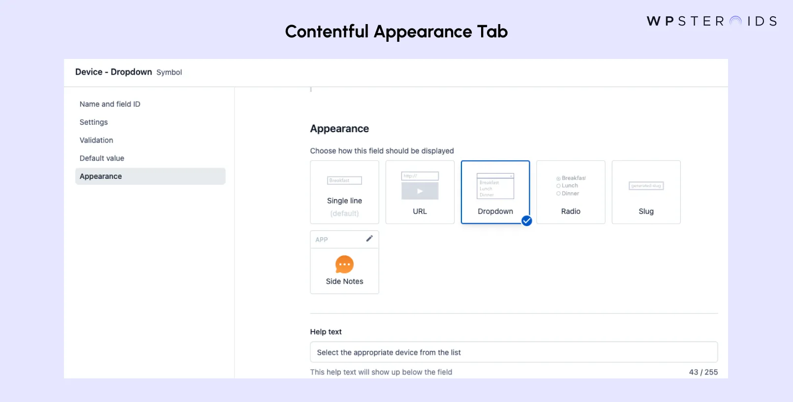 Image: Contentful Appearance Tab