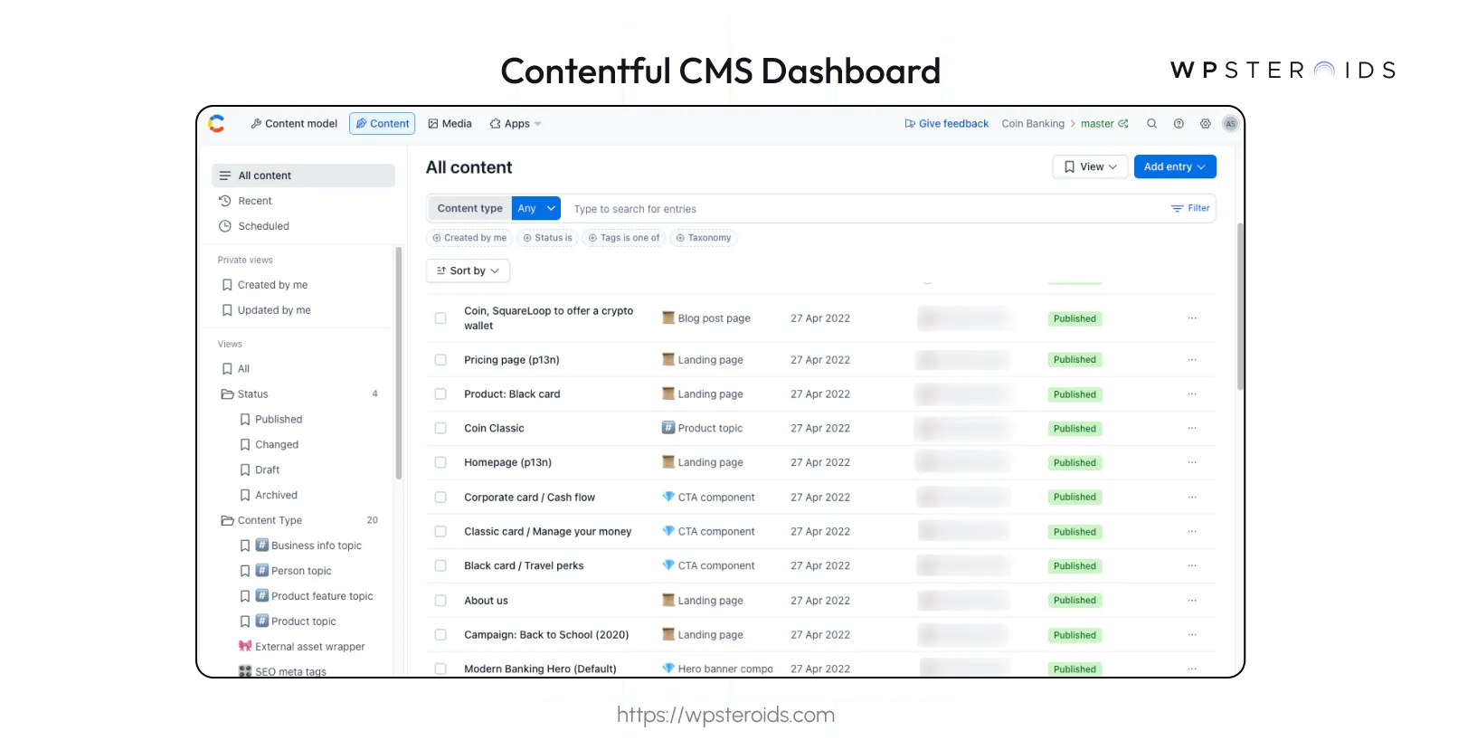 Image: Contentful CMS Dashboard