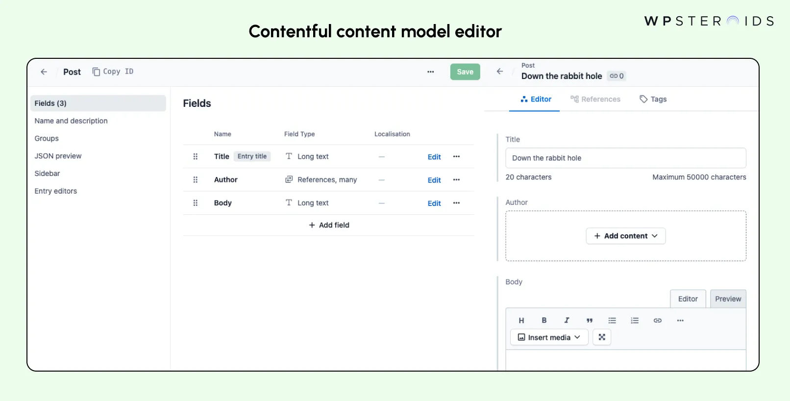 Image: Contentful Content Model Editor
