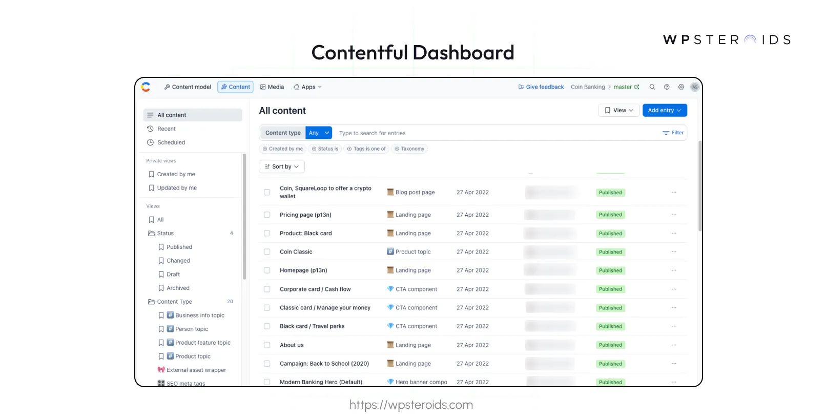 Image: Contentful CMS Dashboard