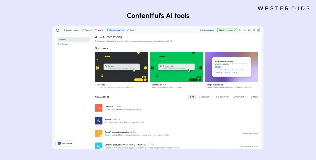 Image: Contentful's AI Tools