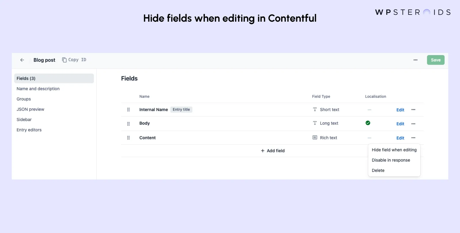 Image: Hide Fields when Editing in Contentful