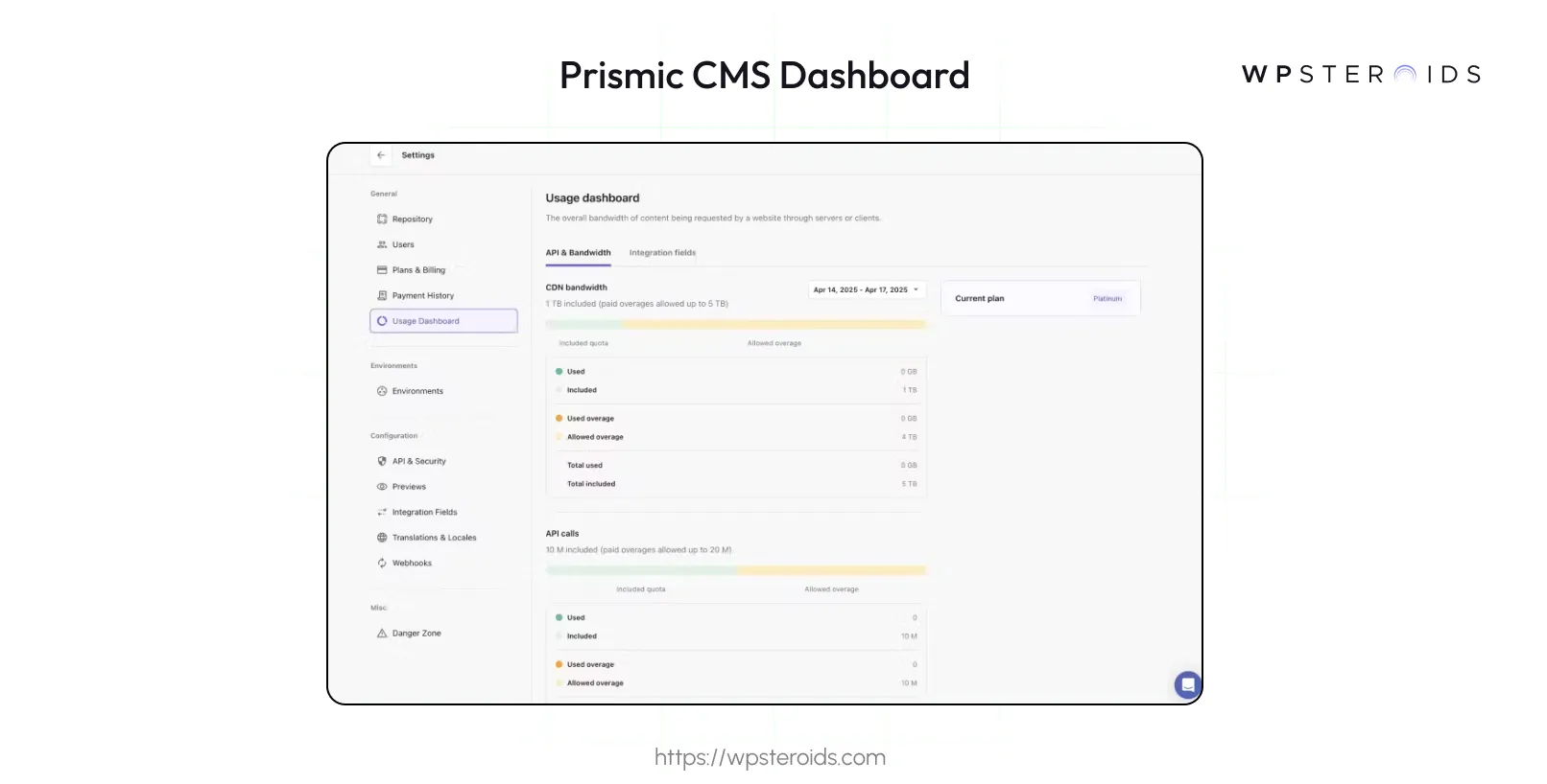 Image: Prismic CMS Dashboard