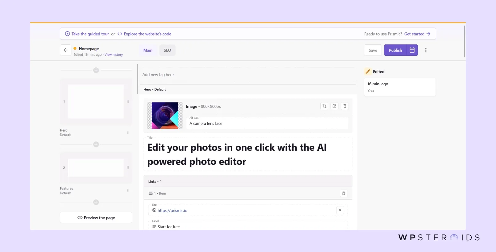 Image: Prismic Headless CMS - Dashboard