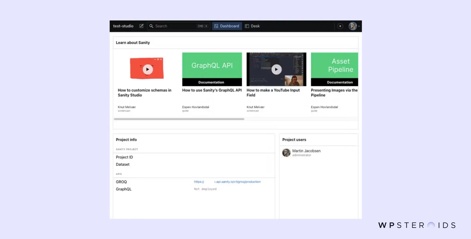 Image: Sanity Headless CMS - Dashboard