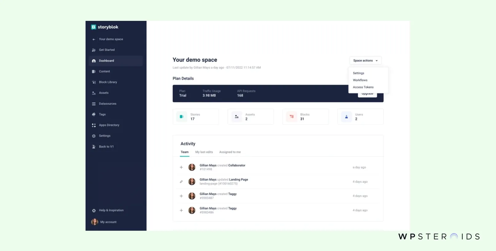 Image: Storyblok Headless CMS - Dashboard